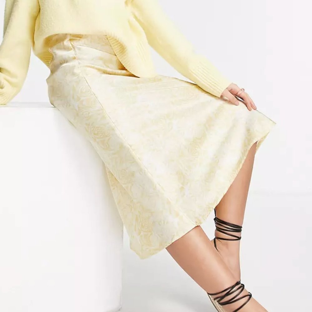 Floral Silk Midi Skirt